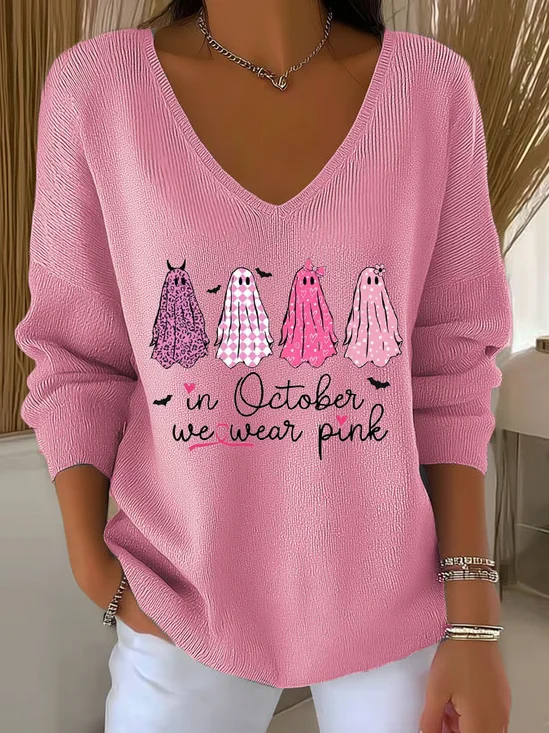 Pulls Femmes Géométrique Décontracté Printemps / Automne Polyester Col V Quotidien Coupe Régulière Manches Longues Régulier