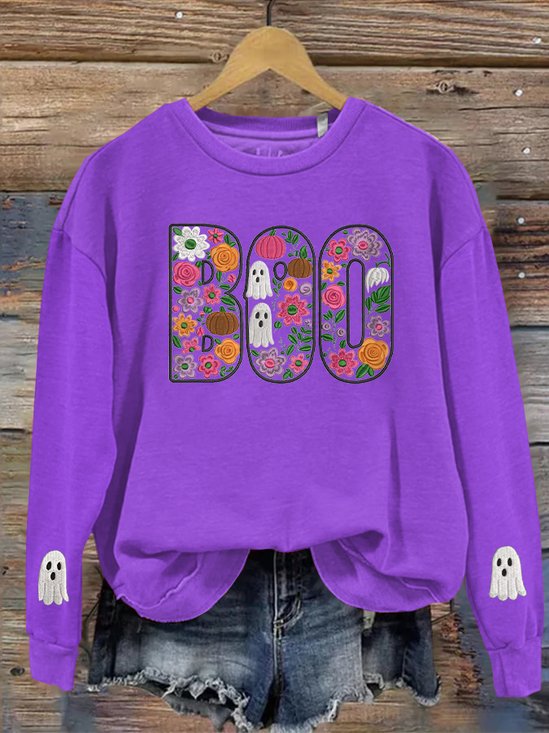 Sweat-shirts Décontracté Plantes Printemps / Automne Micro-élasticité Quotidien Coupe Régulière Manches Longues Trapèze Régulier pour Femmes