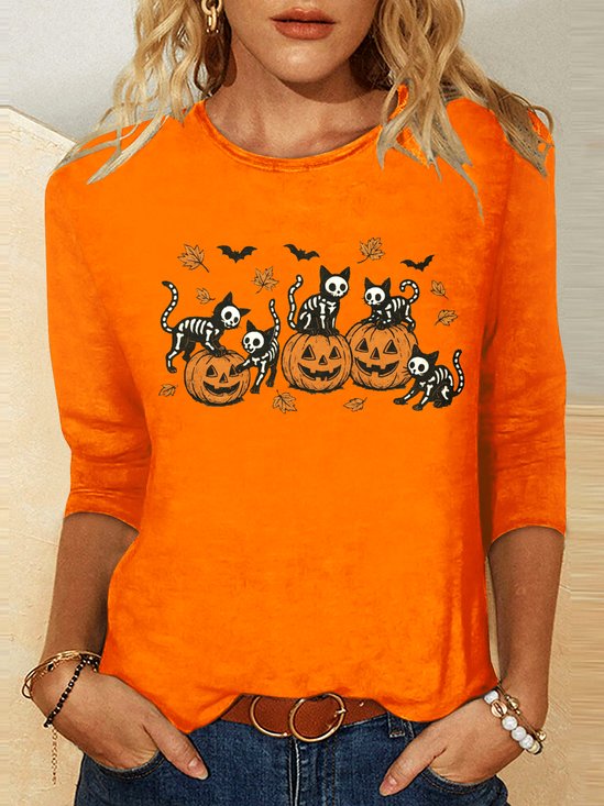 T-shirts Femmes Décontracté Imprimé d'Animal Printemps / Automne Polyester Micro-élasticité Coupe Régulière Manches Longues Trapèze Régulier