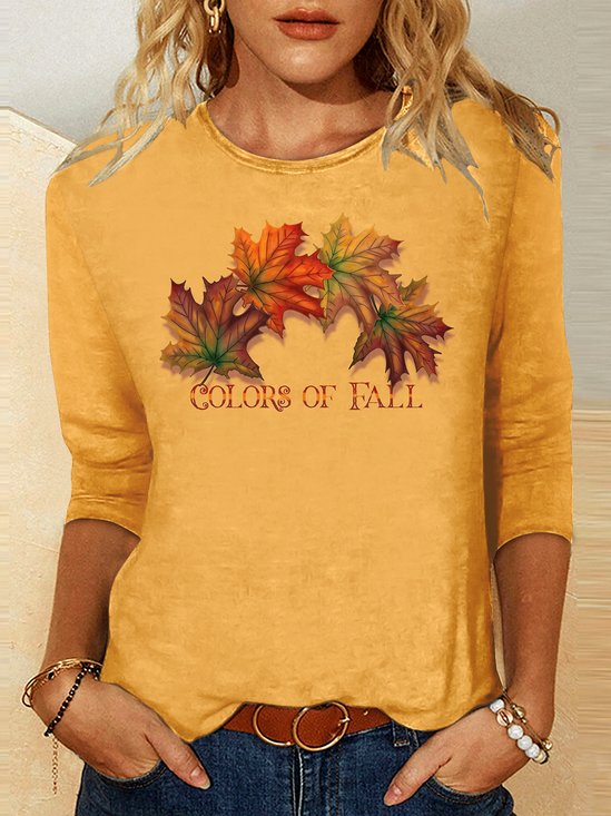 T-shirts Femmes Décontracté Printemps / Automne Toussaint Coton Micro-élasticité Col Rond Régulier Trapèze Régulier