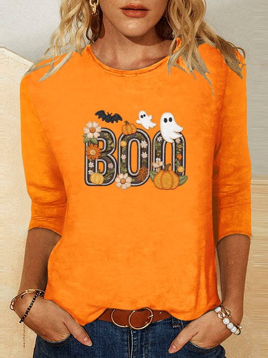 T-shirts Femmes Rétro Imprimé d'Animal Printemps / Automne Micro-élasticité Quotidien Manches Longues Col Rond Régulier Régulier