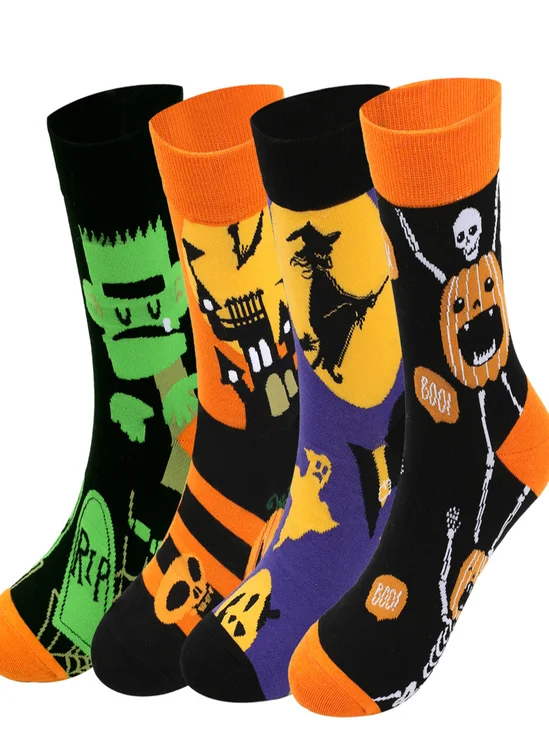 Chaussettes Urbain Toutes Les Saisons Toussaint Coton Imprimé Absorber l'Humidité et Évacuer la Sueur Quotidien Toussaint Régulier pour Femmes