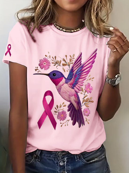 T-shirts Rétro Floral Été Polyester Quotidien Coupe Régulière Col Rond Régulier Trapèze pour Femmes