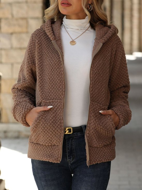 Micro-élasticité Sweat-shirt à Capuche Manches Longues Régulier Plain Cape Blouson pour Femmes