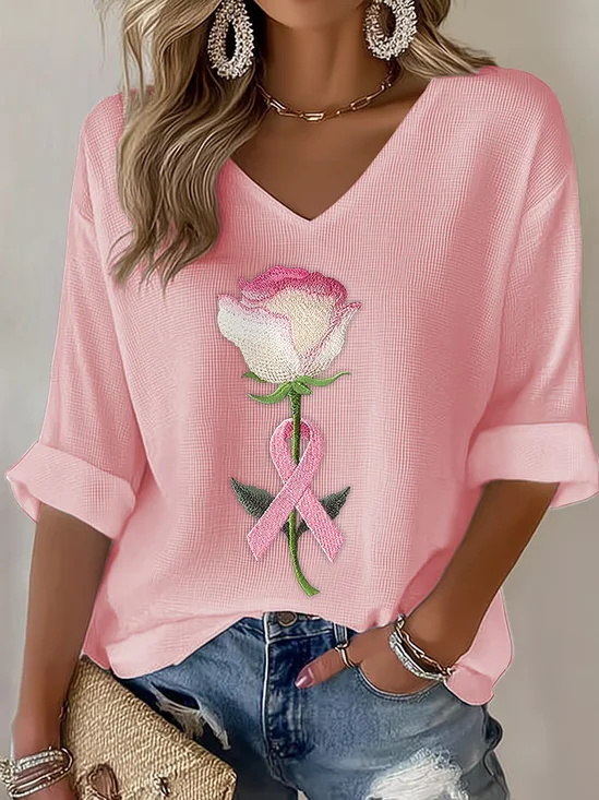 T-shirts Femmes Rue impression en 3D Printemps / Automne Polyester Micro-élasticité Quotidien Manches trois quarts Régulier Ligne T