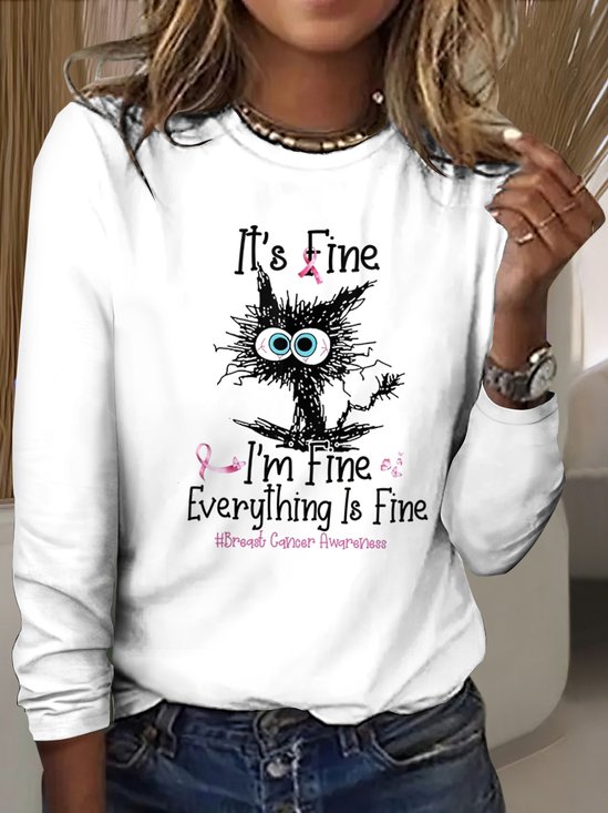 T-shirts Femmes Décontracté Imprimé d'Animal Printemps / Automne Coton Micro-élasticité Col Rond Régulier Trapèze Régulier
