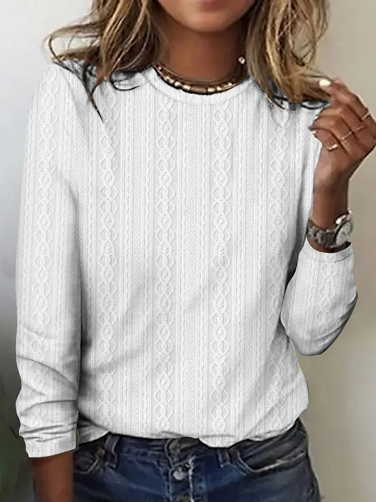 T-shirts Géométrique Décontracté Printemps / Automne Micro-élasticité Quotidien Coupe Régulière Col Rond Trapèze Régulier pour Femmes