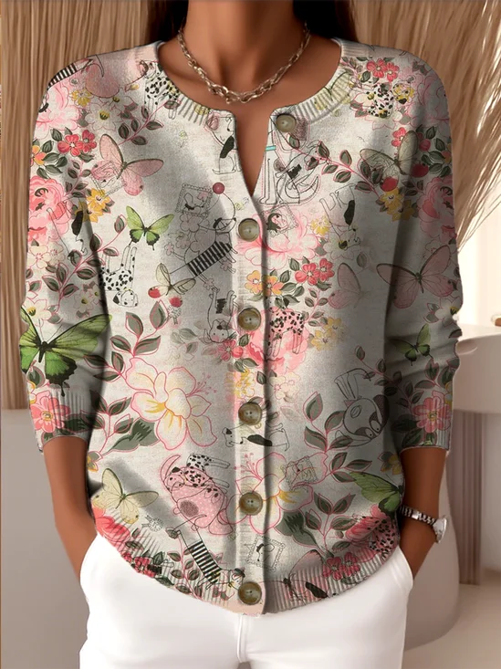 Cardigans Ethnique Motif Cachemire Printemps / Automne Tricoté Sortie Ample Boutons Manches Longues Droit pour Femmes