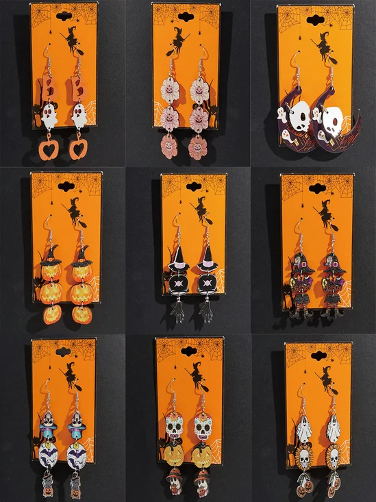 Boucles d'Oreilles Sexy Dessin Animé Toutes Les Saisons Panneau Sortie Toussaint Pendre en Bois pour Femmes
