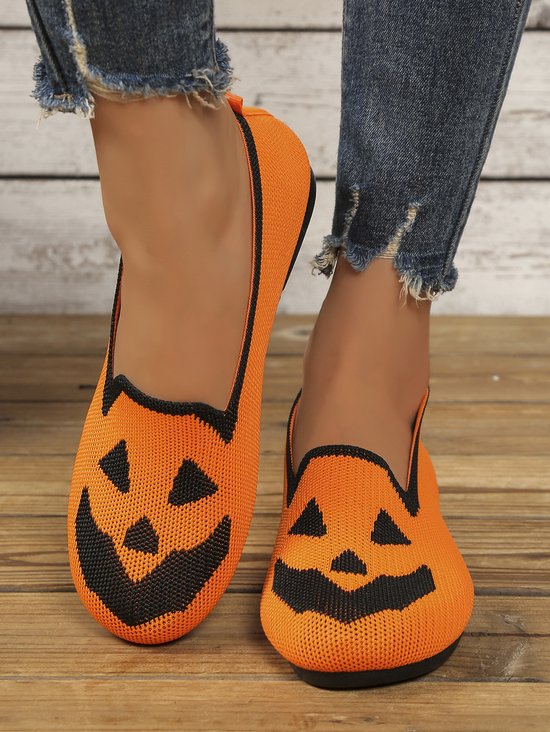 Chaussures à Tige Basse Géométrique Décontracté Toutes Les Saisons Vacances à Talon Plat Toile Caoutchouc à Enfiler Chaussures à Tige Basse pour Femmes