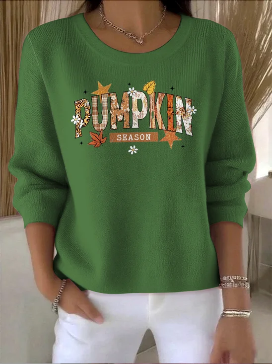 Pulls Femmes Décontracté Printemps / Automne Lettres de texte Polyester Quotidien Coupe Régulière Manches Longues Régulier Régulier