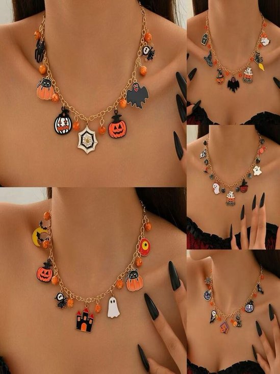 Collier Chat Rue Toutes Les Saisons Chaîne Fête Métal Toussaint Chaîne Colliers pour Femmes