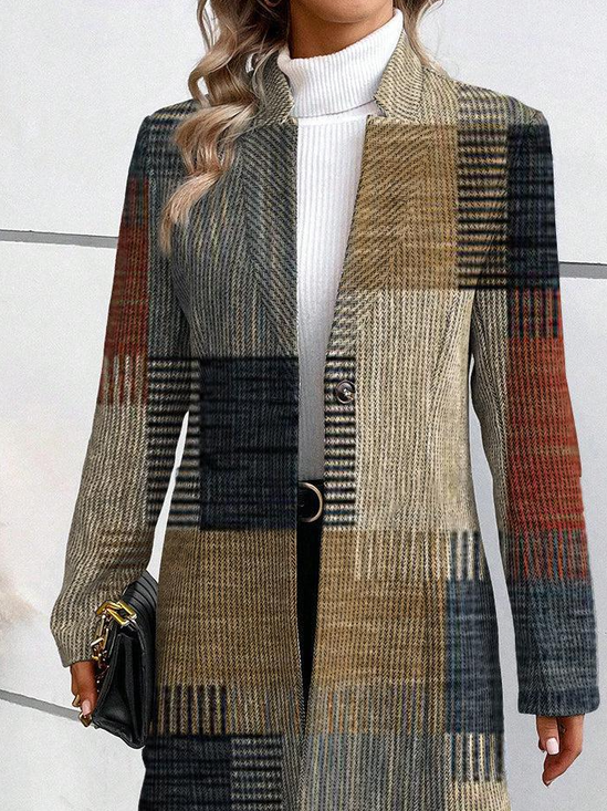 Micro-élasticité Col Montant Manches Longues Régulier Géométrique Blouson Aviateur Blouson Imprimé pour Femmes