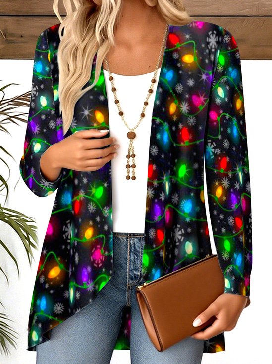 Blouses Femmes Décontracté Printemps / Automne Noël Polyester Col V Quotidien Manches Longues Régulier Trapèze