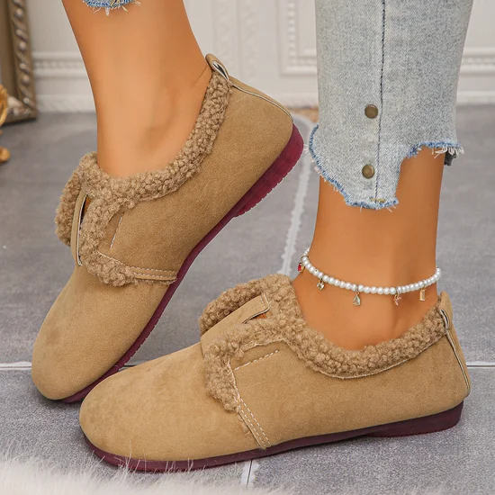 Chaussures à Tige Basse Décontracté Plain Toutes Les Saisons Crochet et boucle Cuir Verni à Talon Plat Bout Rond flocage Caoutchouc pour Femmes