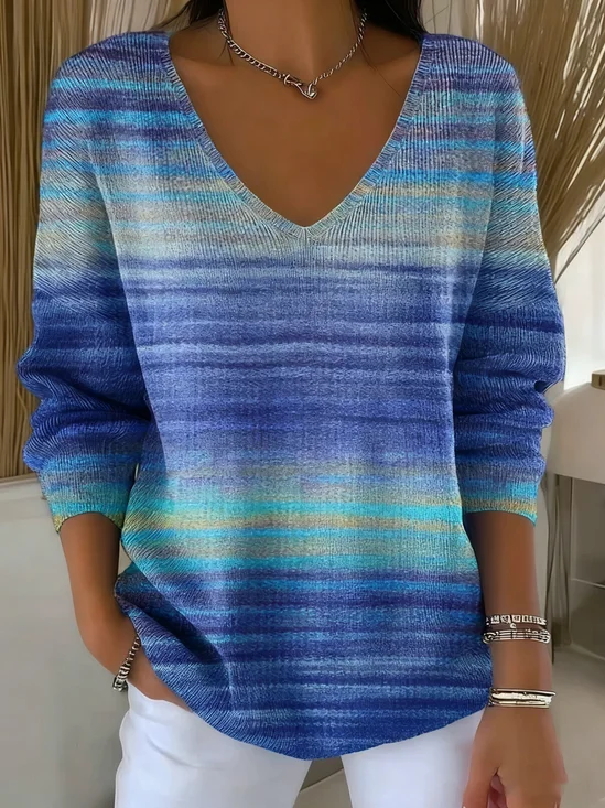 Pulls Décontracté Ombre Printemps / Automne Micro-élasticité Coupe Régulière Manches Longues Régulier Trapèze Régulier pour Femmes