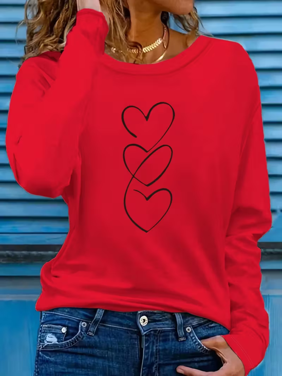 T-shirts Décontracté Printemps / Automne Noël Imprimé Micro-élasticité Ample Manches Longues Droit Régulier pour Femmes