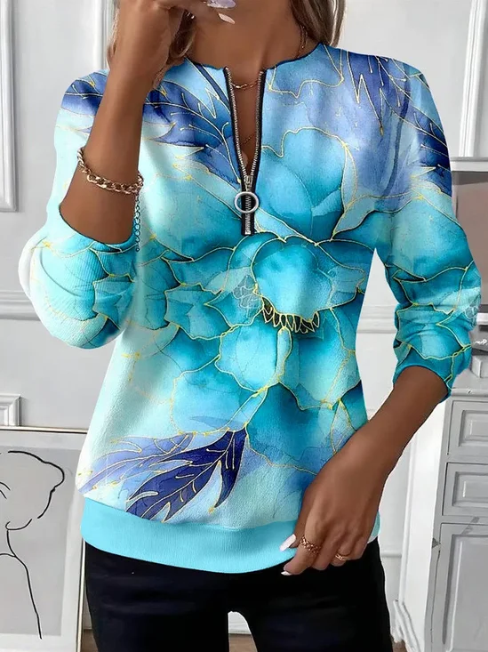 Sweat-shirts Décontracté Abstrait Printemps / Automne Polyester Micro-élasticité Ample Régulier Droit T.-N.-L. pour Femmes