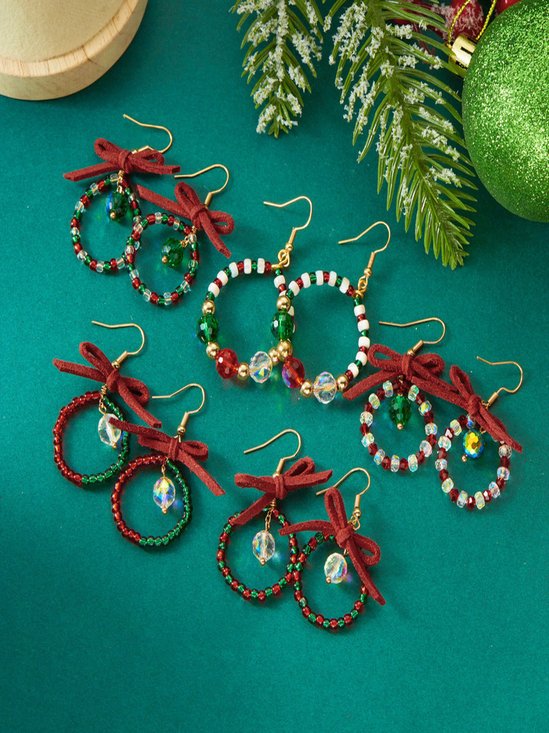 Boucles d'oreilles Femme Bloc de Couleur Urbain Toutes Les Saisons Joint Fendu Fête Métal Résine Noël Pendre