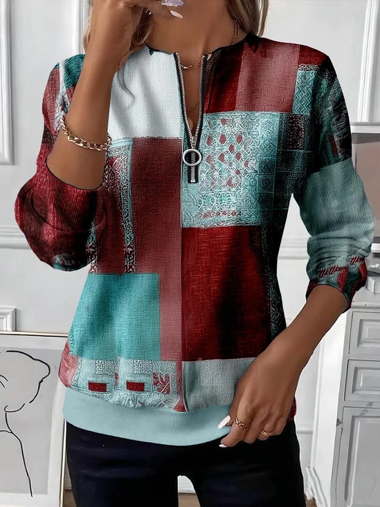 Sweat-shirts Décontracté Abstrait Printemps / Automne Polyester Imprimé Micro-élasticité Quotidien Régulier Régulier pour Femmes