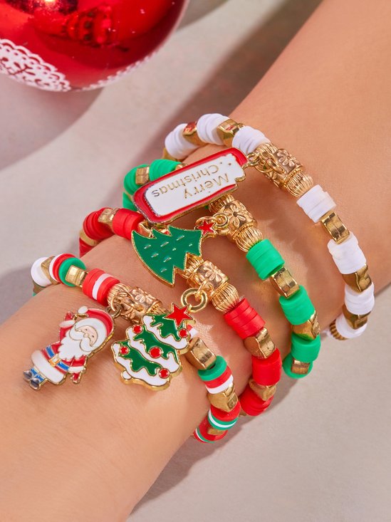 Bracelets Décontracté Plain Toutes Les Saisons Joint Fendu Faire la navette Noël multicouche Bracelet Céramique pour Femme