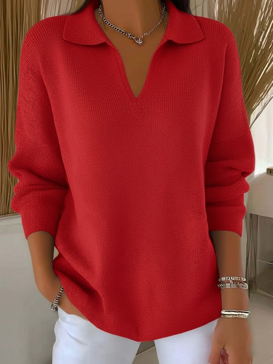 Pulls Décontracté Plain Printemps / Automne Polyester Coupe Régulière Manches Longues Col Châle Droit Régulier pour Femmes
