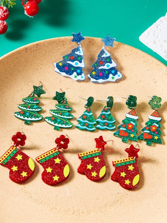 Boucles d'Oreilles Rue Toutes Les Saisons Motif d'Étoile Métal Faire la navette Métal Noël Pendre pour Femmes