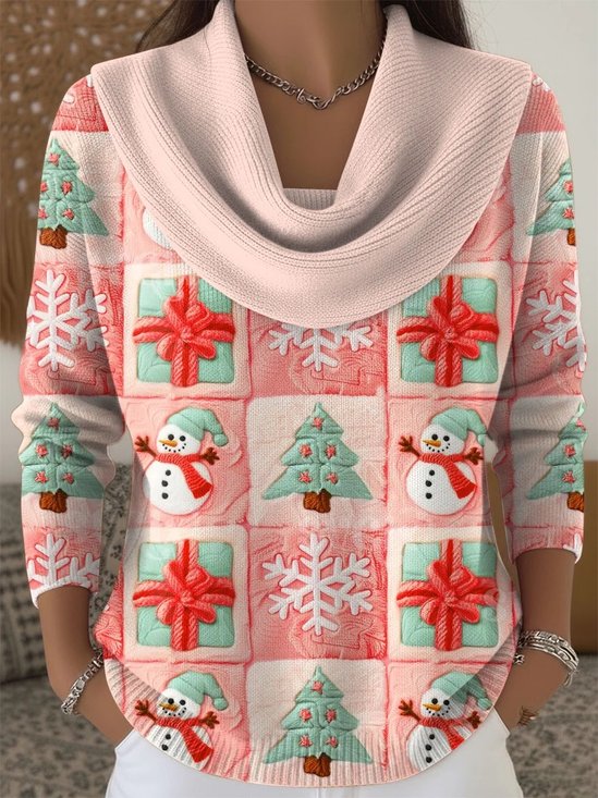 Pulls Femmes Simple Hiver Noël Polyester Vacances Noël Manches Longues Droit Élasticité moyenne