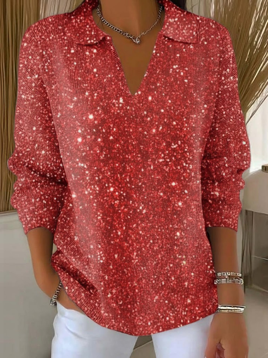 Pulls Décontracté Printemps / Automne Noël Imprimé Micro-élasticité Quotidien Manches Longues Col Châle Régulier pour Femmes