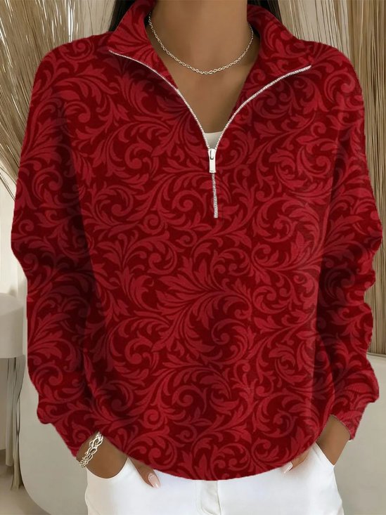 Pulls Décontracté Printemps / Automne Noël Polyester Vacances Manches Longues Régulier Droit Col mi-ouvert pour Femmes