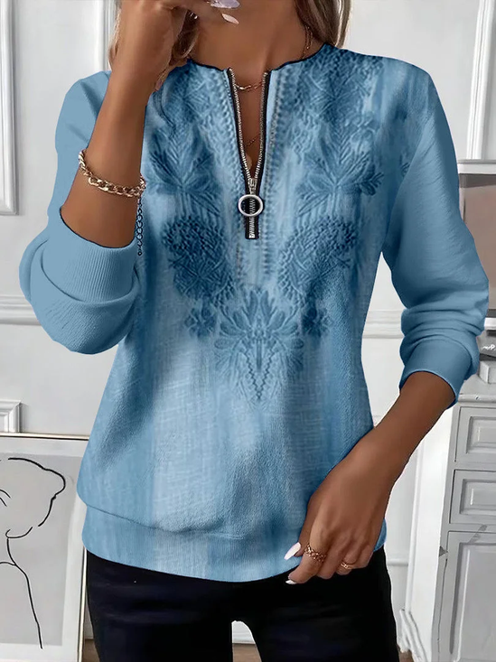 Sweat-shirts Décontracté Floral Printemps / Automne Micro-élasticité Quotidien Manches Longues Col Rond Régulier T.-N.-L. pour Femmes