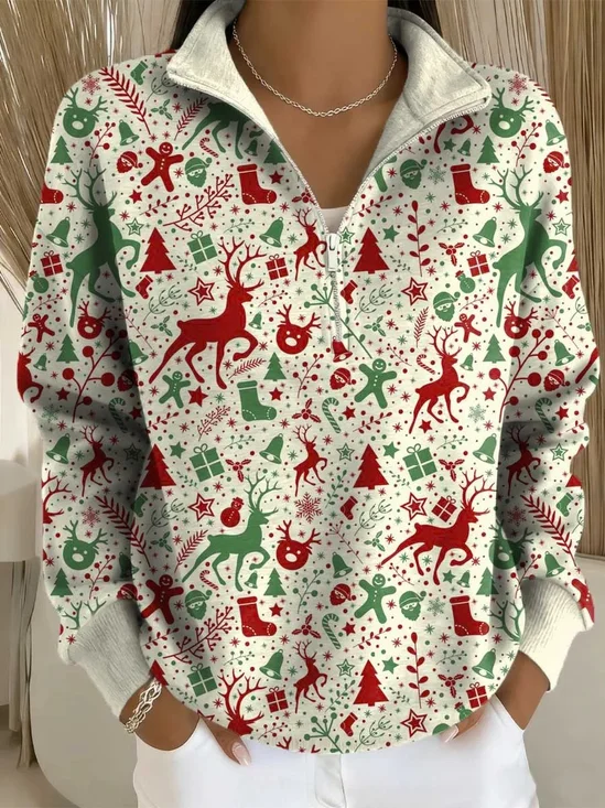 Pulls Femmes Décontracté Printemps / Automne Noël Polyester Aucune élasticité Vacances Ample Régulier Régulier