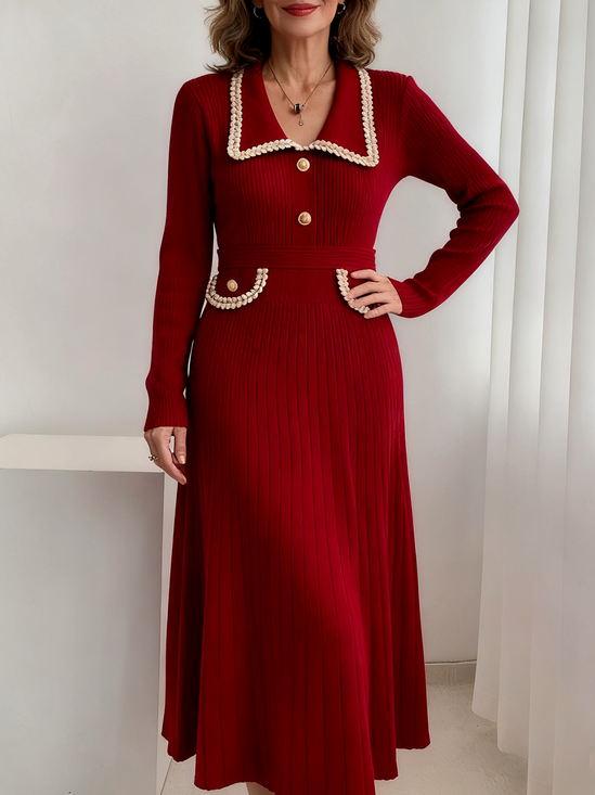 Femmes Multicolore Bloc Rouge Confortable Robe Maxi Sexy