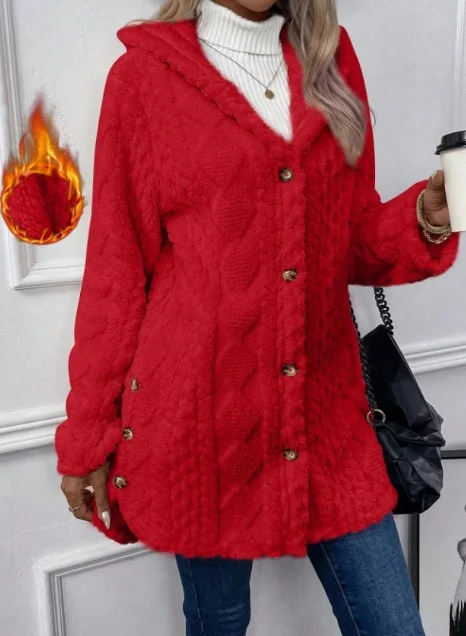 Sweat-shirt à Capuche Manches Longues Épaissi Plain Caniche Blouson pour Femmes