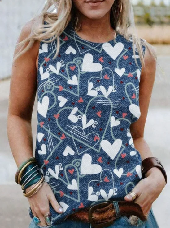 Top Débardeur Tops Décontracté Été le Jour de la Saint-Valentin Polyester Micro-élasticité Quotidien Régulier Droit Régulier pour Femmes