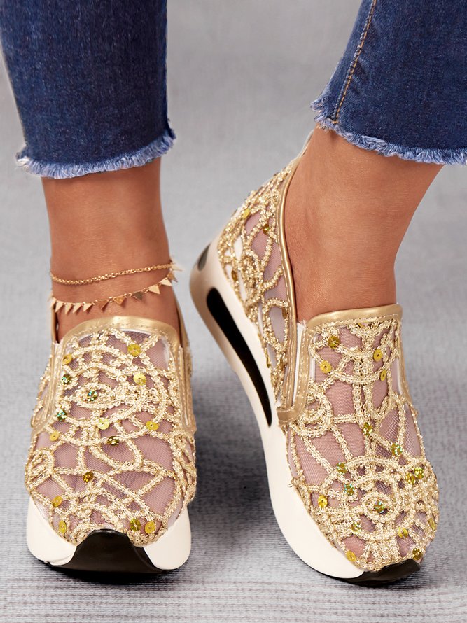 Chaussures de sport décontractées en maille tricotée pour femme – Baskets à lacets de couleur unie avec semelle épaisse rembourrée – Chaussures de