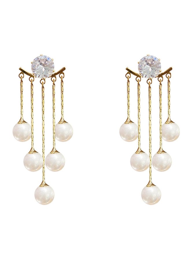 Perle Gland Avec Faux Diamant Boucles d