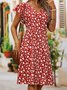 Robe D'été Femme Vetement Hippie Chic Florale Mince à Manches Courtes