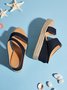 Sandales Plain Été Vacances Vacances Talon Haut de Grande Taille Sandales Espadrilles à Enfiler Antidérapant pour Femmes