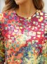 T-Chemise Femmes Décontracté Abstrait Automne Micro-Élasticité Quotidien Jersey Meilleure vente Col Rond Régulier
