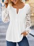Chemises Femmes Décontracté Plain Printemps / Automne Quotidien Évidé Ample Jersey Entaillé Trapèze