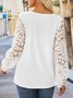 Chemises Femmes Décontracté Plain Printemps / Automne Quotidien Évidé Ample Jersey Entaillé Trapèze