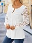 Chemises Femmes Décontracté Plain Printemps / Automne Quotidien Évidé Ample Jersey Entaillé Trapèze