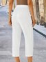 Pantalon Femme Décontraté Lin Coton Unicolores Ample Été Confortable