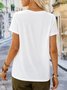 T-shirt Décontracté Plume Motif Col en V Léger Micro-élasticité Quotidien Manches courtes H-Line pour Femme