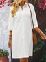 Robes Femmes Plain Été en Lin Boutonné Quotidien Court Coton T.-N.-L. Non