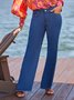 Jeans Plain Toutes Les Saisons Urbain Naturel Aucune élasticité Ample Long Trapèze Régulier pour Femmes