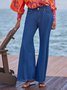 Jeans Plain Toutes Les Saisons Urbain Naturel Aucune élasticité Ample Long Trapèze Régulier pour Femmes