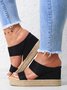 Sandales Plain Été Vacances Vacances Talon Haut de Grande Taille Sandales Espadrilles à Enfiler Antidérapant pour Femmes