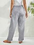 Pantalons Femmes Toutes Les Saisons en Lin Classique Géométrie Boutonné Ample Bande Élastique Polyester Coton Pantalon navet Régulier